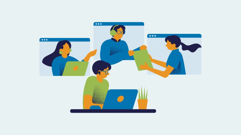Digital illustration of a virtual meeting, symbolizing business relationship-building in LATAM.