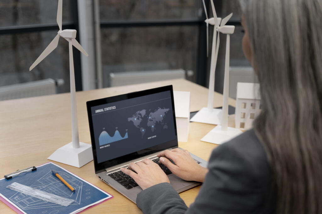A woman checking on the energy terminology
