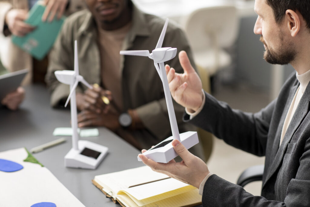 Group of team work on their global energy strategy