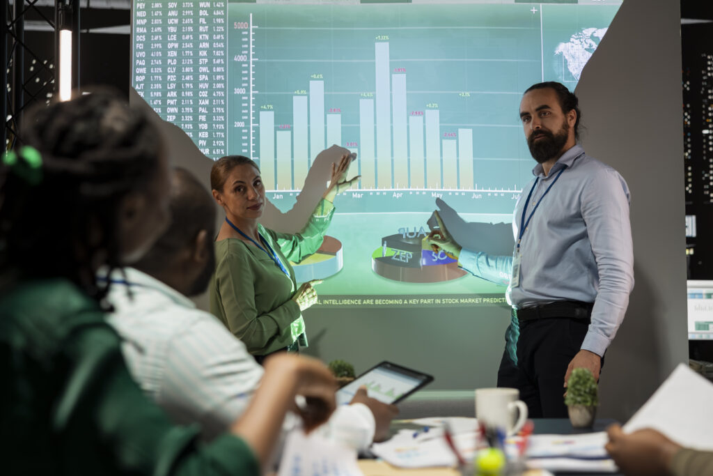 Corporate team reviews data and strategy—key for ABM for energy companies